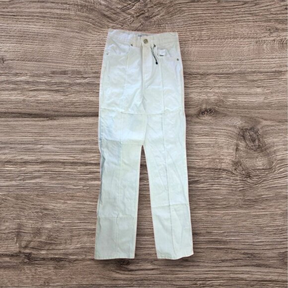 Zara Womens Ivory Cotton Relaxed Jeans 24 (26x30.75) New without Tags NWOT - Picture 2 of 9